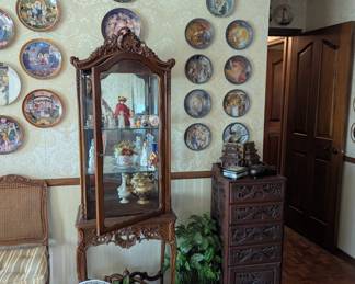 Wood carved jewelry box. Display cabinet