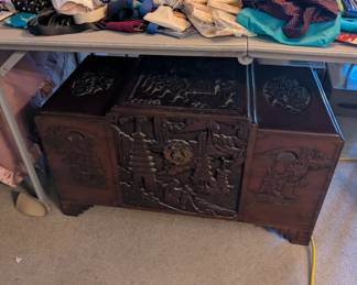 Wood carved chest