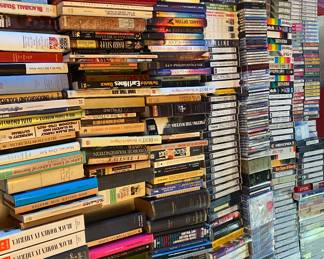 Vintage books. Cds vhs cassette DVDs