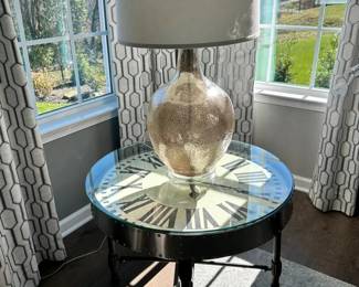 Large Clock Table & Lamp (Lot 2)