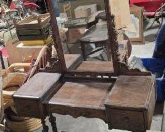 Vanity with Mirror, wood, 61.5" h x 46.5" w x 20" d