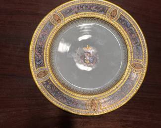 Vienna Style Plates (Set of 12), Russian Coat of Arms Galatzine Family, Porcelain, Late 19th C, 9.5"d