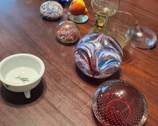 Paperweights, Miscellaneous designs, glass, Baccarat, Murano, Mid 19th - 20th C.