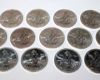 13pc 1984 The American Prospector 1 troy ounce, fine silver