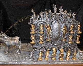 Lot#33a Park City Pewter Chess Wagon by Michael A Ricker made in 1979 #88 of 250 sets