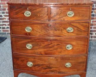Antique Hepplewhite Mahogany 2 over 3 Drawer Bow Front Chest
47" x 42" x 23"