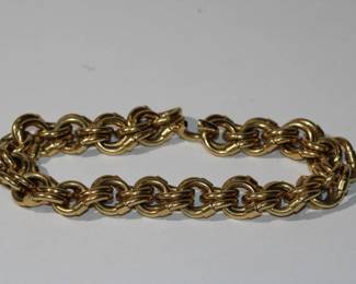 8" 18kt yellow gold Bracelet; large circular double links (no clasp) 24.89 grams total weight