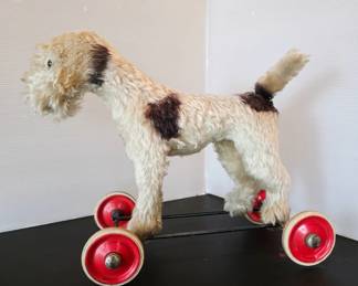 1930s-1950s Dog Pull Toy on Wheels