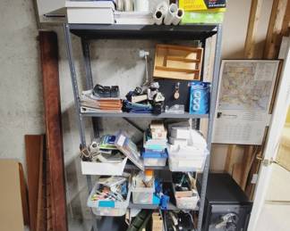 Metal Shelf With Office Supplies and Accessories