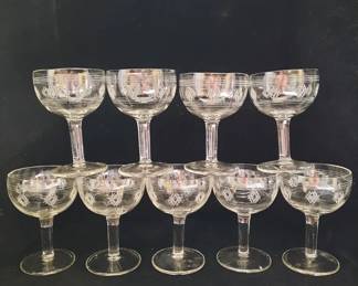 9 Cut Crystal Champagne Coupes