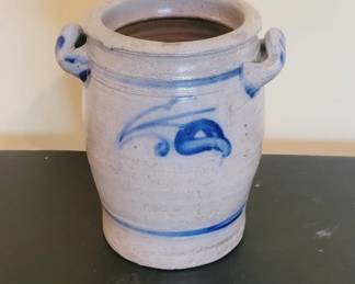 Stoneware Crock with Blue Decoration