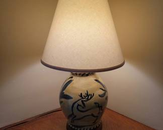 24-Inch Ceramic Table Lamp With Floral Motif