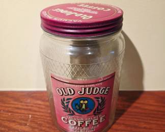 Old Judge Coffee Jar with Lid, 1930s