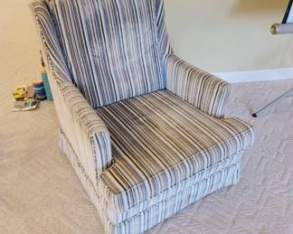 Striped Upholstered Armchair