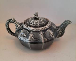 Green Ceramic Teapot with Crazing