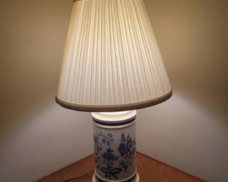 Porcelain Lamp with Blue Floral Design