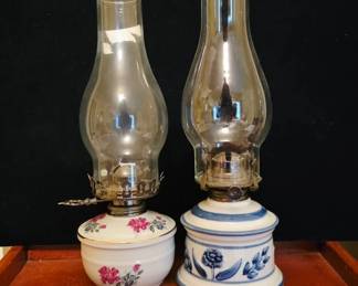 Ceramic Oil Lamps with Floral Designs