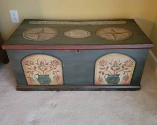 1820 Painted Wooden Storage Chest