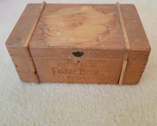 Feder Bros Wooden Cigar Box, Early 20th Century
