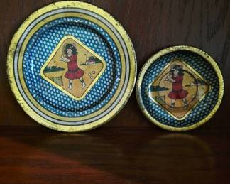 Vintage Tin Lithographed Plates Circa 1930s