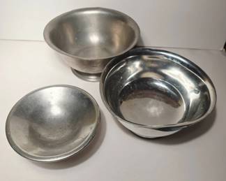 Three Pewter Bowls from Mid-20th Century