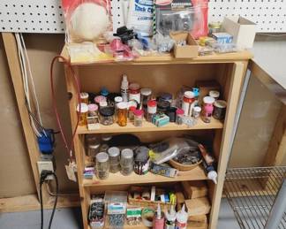 Wooden Shelf with Hardware Supplies