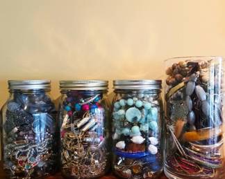4 Mystery Jars of Mixed Jewelry