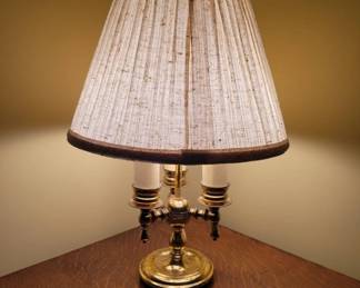 Brass Table Lamp With Pleated Shade