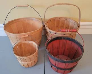 4 Round Wooden Baskets