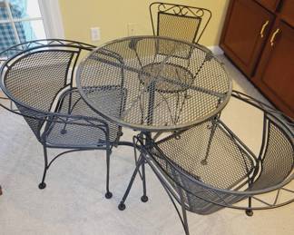 Black Wrought Iron Bistro Set, c. 1990s