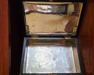 Antique Wooden Humidor with Metal Interior