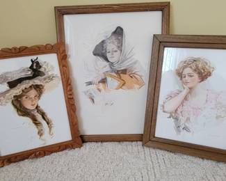 Three Harrison Fisher Prints, 1907-1909