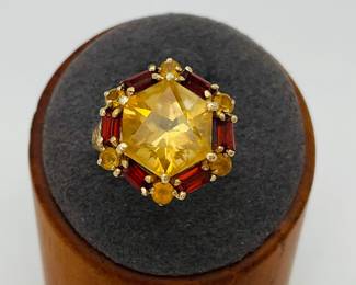Citrine and Garnet Gold Ring