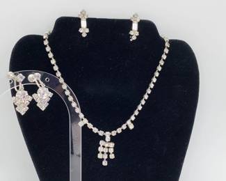 Vintage Rhinestone Necklace and Earrings