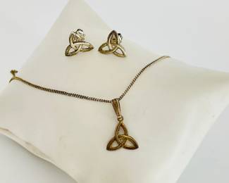 Silver Triquetra Necklace and Earrings