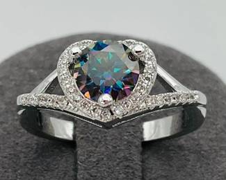Blue Moissanite Ring