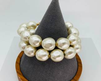 Vintage Double Strand Faux Pearl Bracelet