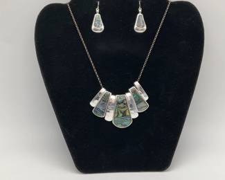 • Abalone Shell Necklace and Earrings