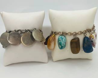  Natural Stone and Ten Commandments Charm Bracelets