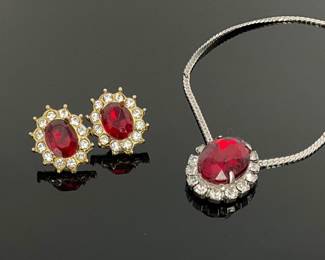 Vintage Rhinestone Necklace and Earring Set