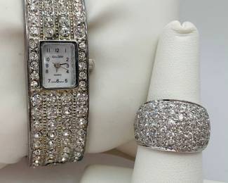 Pave Ring and Watch Set
