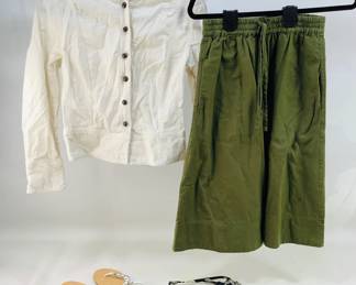 Vera Bradley Shoulder Purse, Aldo Sandals, apt. 9 Jacket & Madewell Skirt
