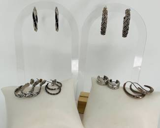  Silver Tone Hoop Earrings
