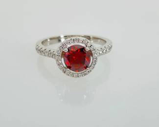 Watermelon Red Moissanite Ring