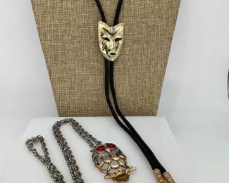 Bolo Tie and Owl Statement Necklace