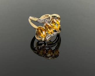 Citrine and Diamond Gold Ring