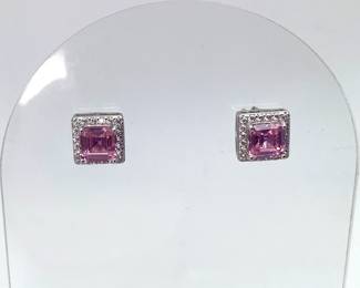 Pink Sapphire CZ Earrings