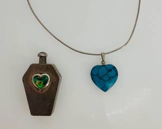 Sterling Silver Perfume Bottle with Abalone Shell Heart