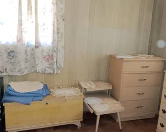 vintage furniture and doilies