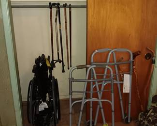 canes, walkers, and a wheelchair
